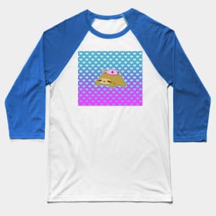 Sloth and Little Axolotl Ombre Hearts Baseball T-Shirt